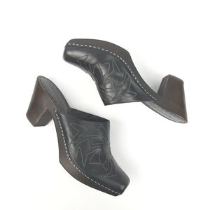 GIANNI BINI|Black Saddle Western Mules Sz 10